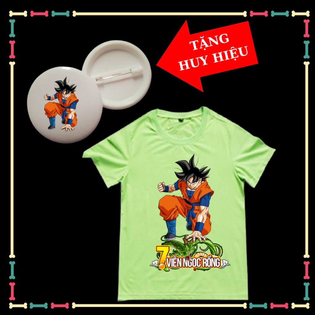 Áo thun bé trai cộc tay 7 viên ngọc rồng Songoku Dragon đại chiến, đủ màu sắc, kèm Huy hiệu Songoku