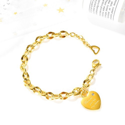 Lắc Tay Dây Xích Mặt Trái Tim Titan Ko Đen TT 3478