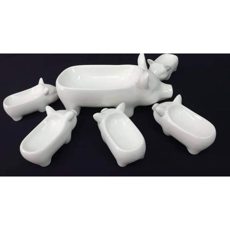 Tô đựng đồ ăn hình con lợn heo độc đáo ngộ nghĩnh đáng yêu - Men trắng tinh khôi - Gốm Bát tràng cao cấp.