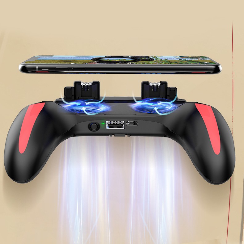 Tay cầm chơi game PUBG/FF/ROS có TẢN NHIỆT ĐÔI tích hợp sạc dự phòng H10