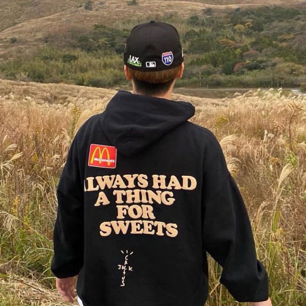 ⚡️ - Áo Hoodie Travis Scott x McDonald's Apple Pie Hoodie Washed Black, Áo hoodie Travis logo in nổi