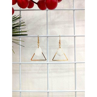 Khuyên tam giác đá trắng - Khuyên tai boho