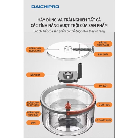 Cây Lau Nhà Thông Minh, Tự Động Tách Nước Bẩn, Tự Động Vắt Khô, Xoay 360 độ Daichipro DCP 5SM - Hàng Chính Hãng