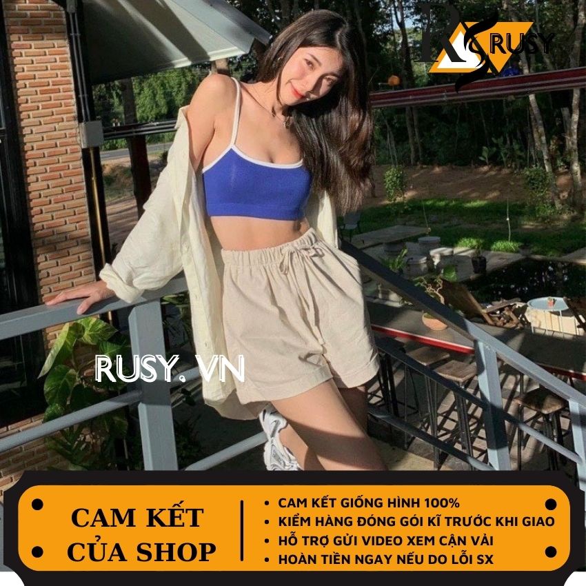 Áo 2 Dây Kiểu Croptop Chất Thoáng Mát Phối Viền Siêu Xinh