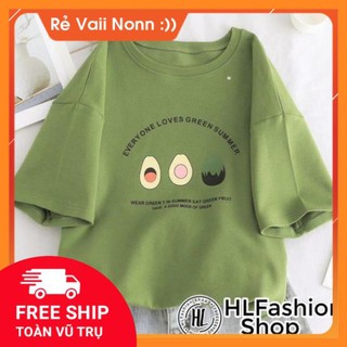 [THUN THÁI-GIẢM 50%]  Áo thun tay lỡ unisex form giấu quần 3 quả bơ màu xanh siêu kute phô mai