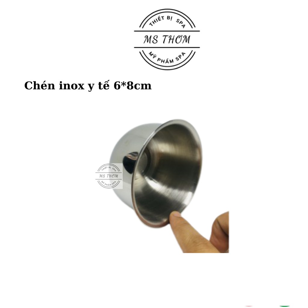 Chén, chum inox 8cm đựng cồn, nước muối, bông gòn trong y tế/spa/thẩm mỹ viện