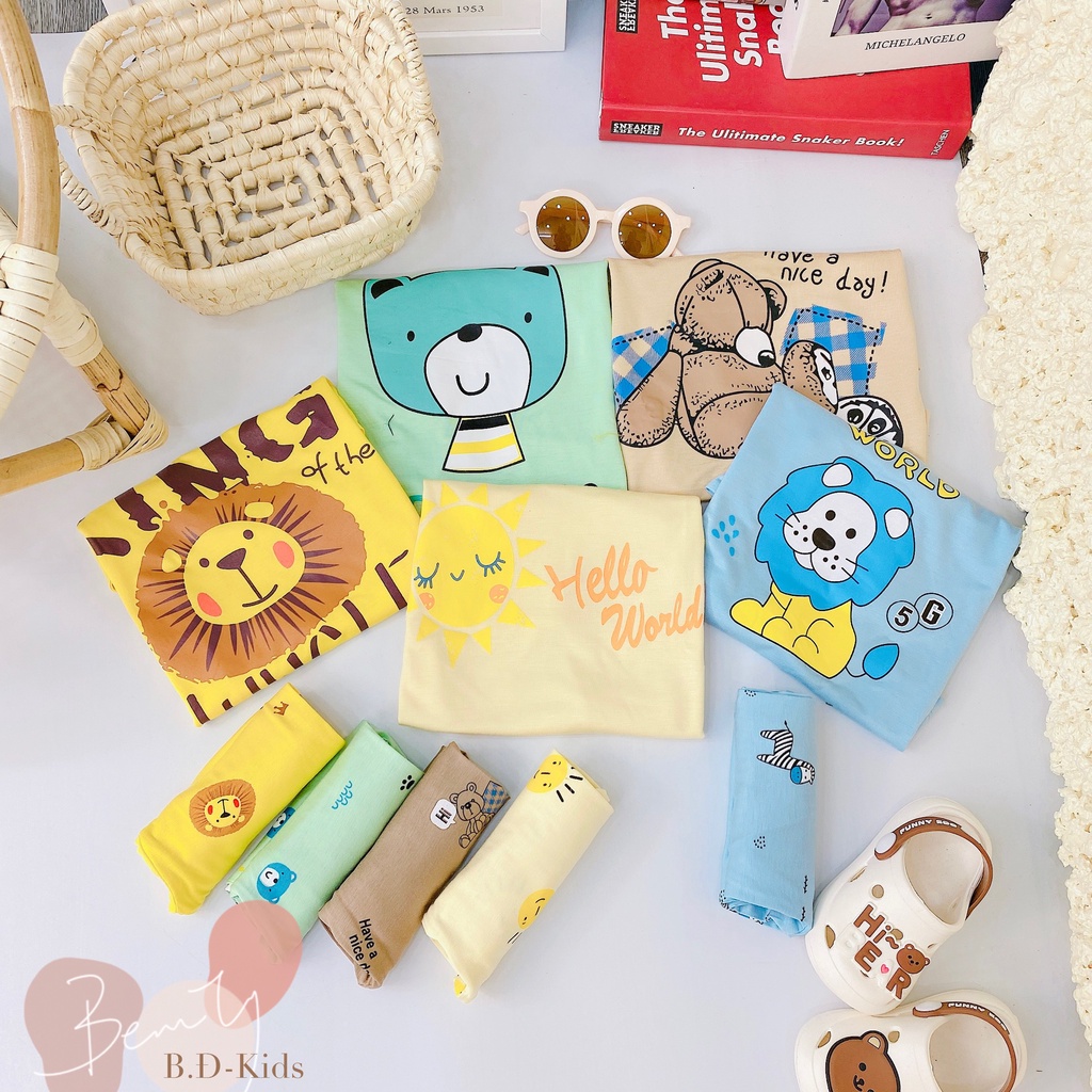 SALE BỘ THUN LẠNH MINKY MOM  DÀI TAY IN HÌNH DỄ THƯƠNG CHO BÉ CAO CẤP SIZE 8-28KG(DTV)