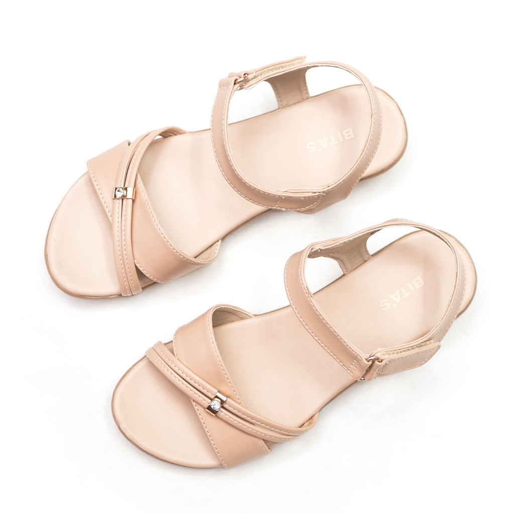 GIÀY SANDAL QUAI HẬU ĐẾ BẰNG QUAI CHÉO NỮ BITA'S SYN.262 (ĐEN + KEM + TRẮNG) - BITAS