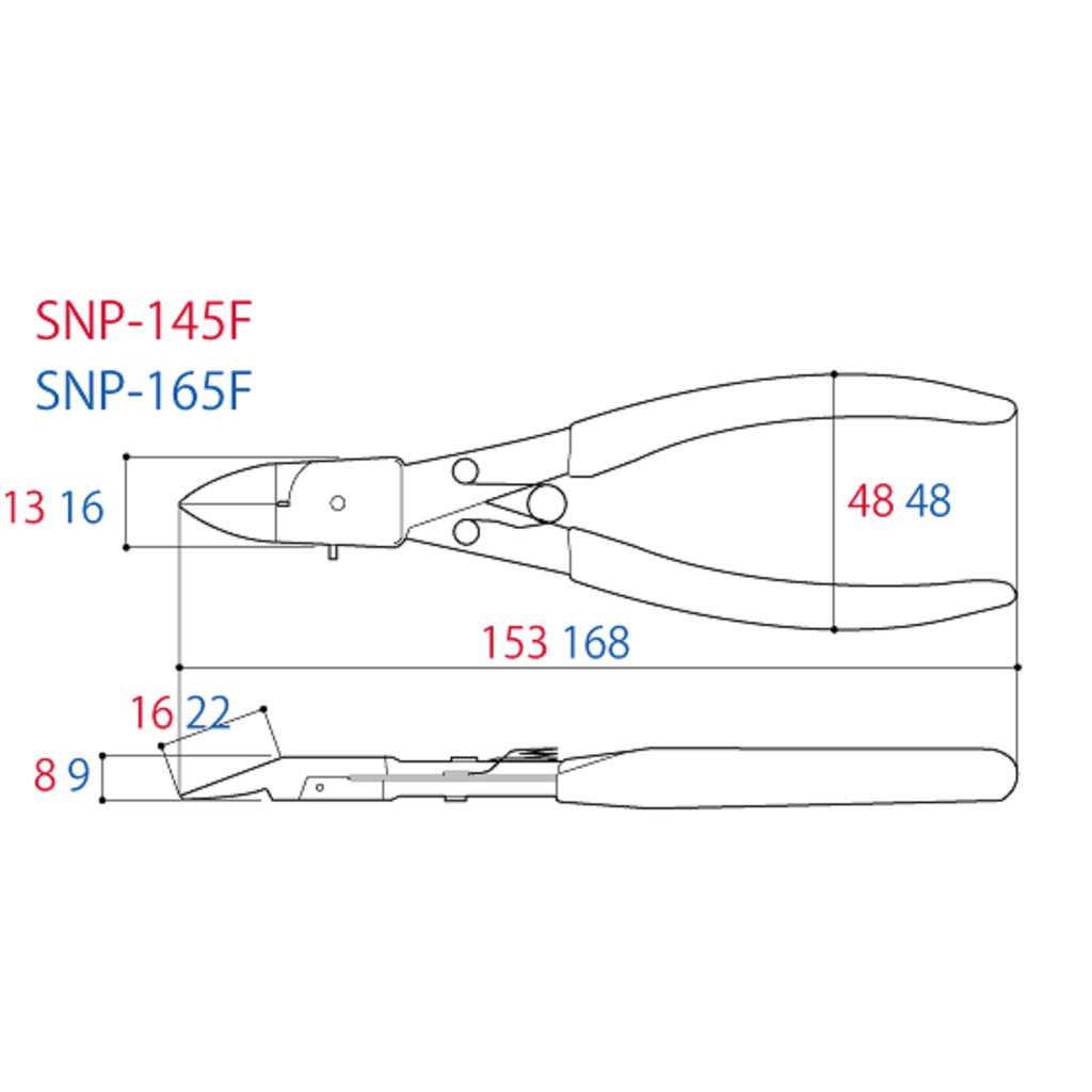Kìm cắt nhựa mỏng lưỡi phẳng 165mm SNP-165F Tsunoda Sản Phẩm Chính Hãng