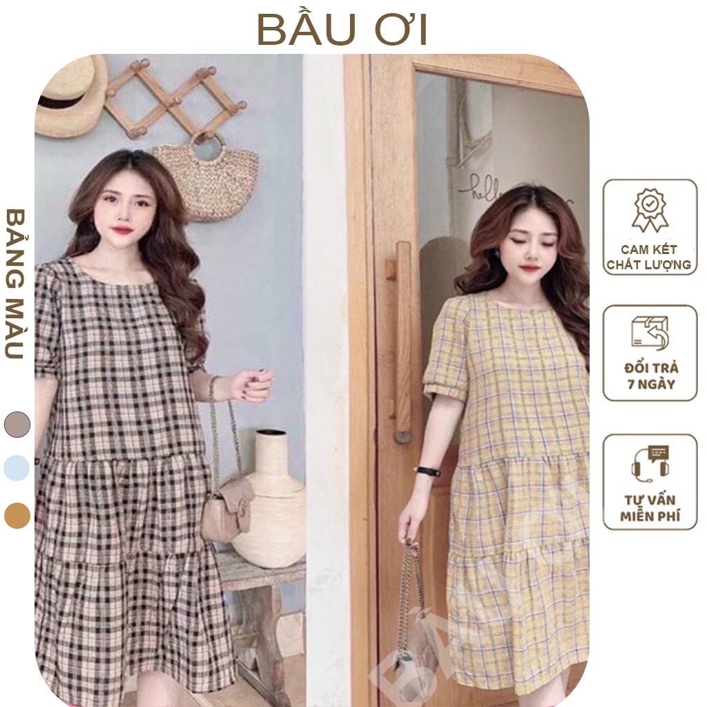 [BAUOII V22] ĐẦM BẦU THỜI TRANG CÔNG SỞ KẺ SỌC FREE SIZE TỪ 45K - 70KG, VÁY BẦU CÔNG SỞ CHẤT COTTON THÔ MẶC ĐI LÀM ĐI