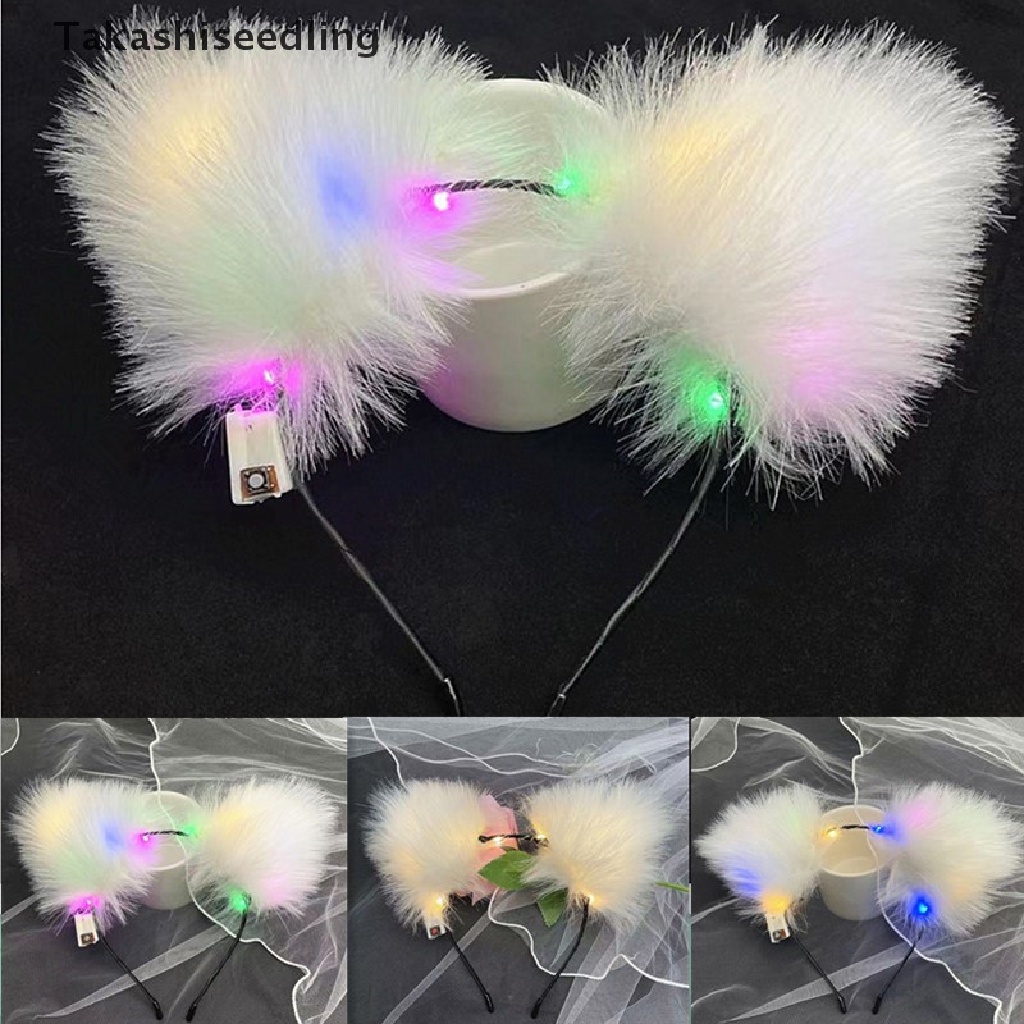 Băng đô rửa mặt/trang trí tóc hình tai cáo có đèn sáng cho bữa tiệc