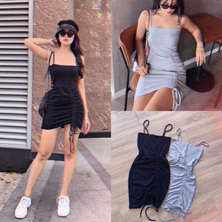 Đầm ôm body hai dây rút dây ulzzang