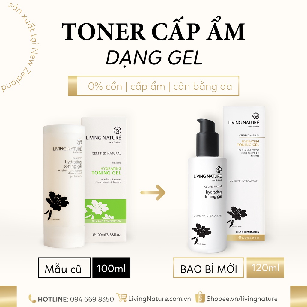 [Official Store] Gel dưỡng ẩm Living Nature Hydrating Toning Gel 120ml