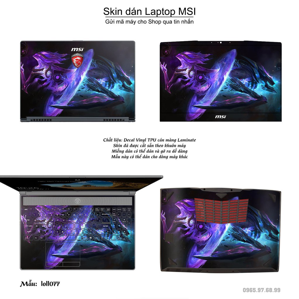 Skin dán Laptop MSI in hình Liên Minh Huyền Thoại nhiều mẫu 10 (inbox mã máy cho Shop)