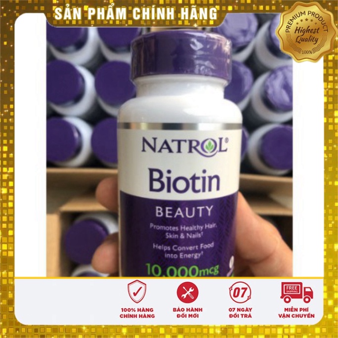 Hộp 100 viên Natral Biotin Beauty 10,000mcg hỗ trợ ngăn ngừa rụng tóc và mọc tóc của Mỹ  Date mới