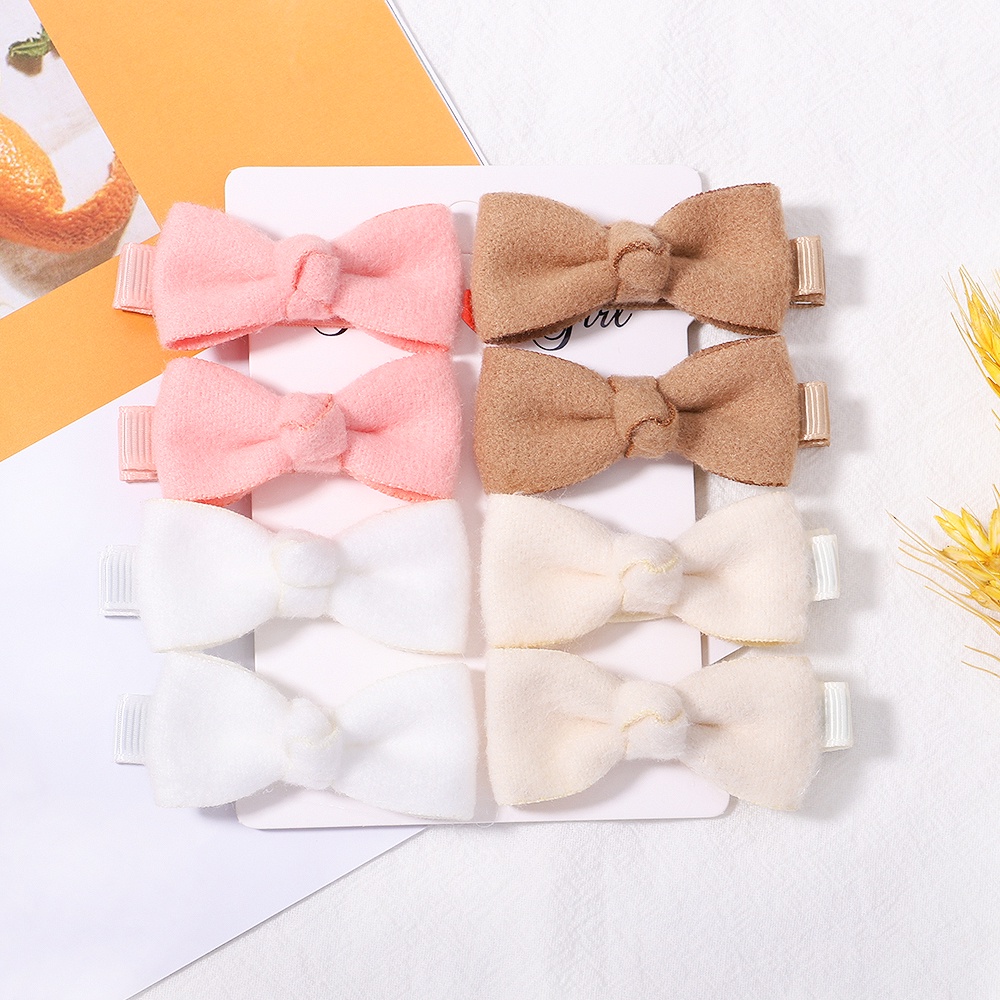 Set 8 kẹp tóc RAINBOW BOWS nơ vải cotton dễ thương cho bé gái