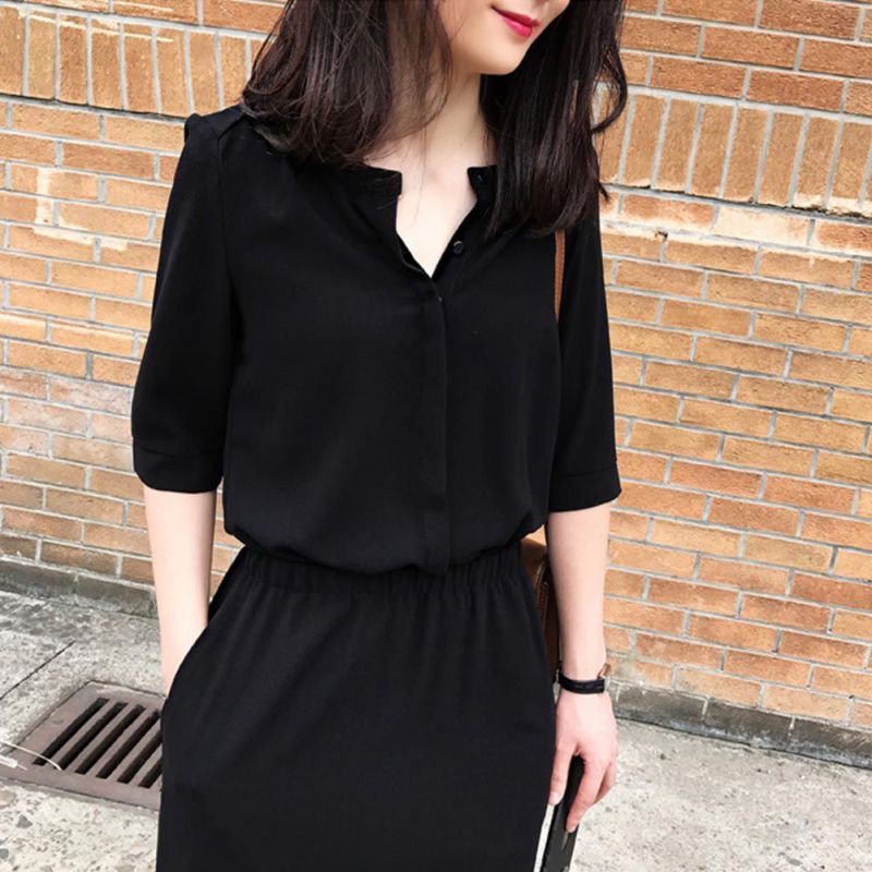 FREESHIP ĐƠN 99K_ Đầm Chiffon Dáng Dài Màu Trơn Phong Cách Thanh Lịch | BigBuy360 - bigbuy360.vn