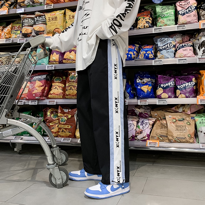 Quần ống rộng họa tiết màu nhuộm phong cách hip hop thời trang Hàn Quốc cho nam