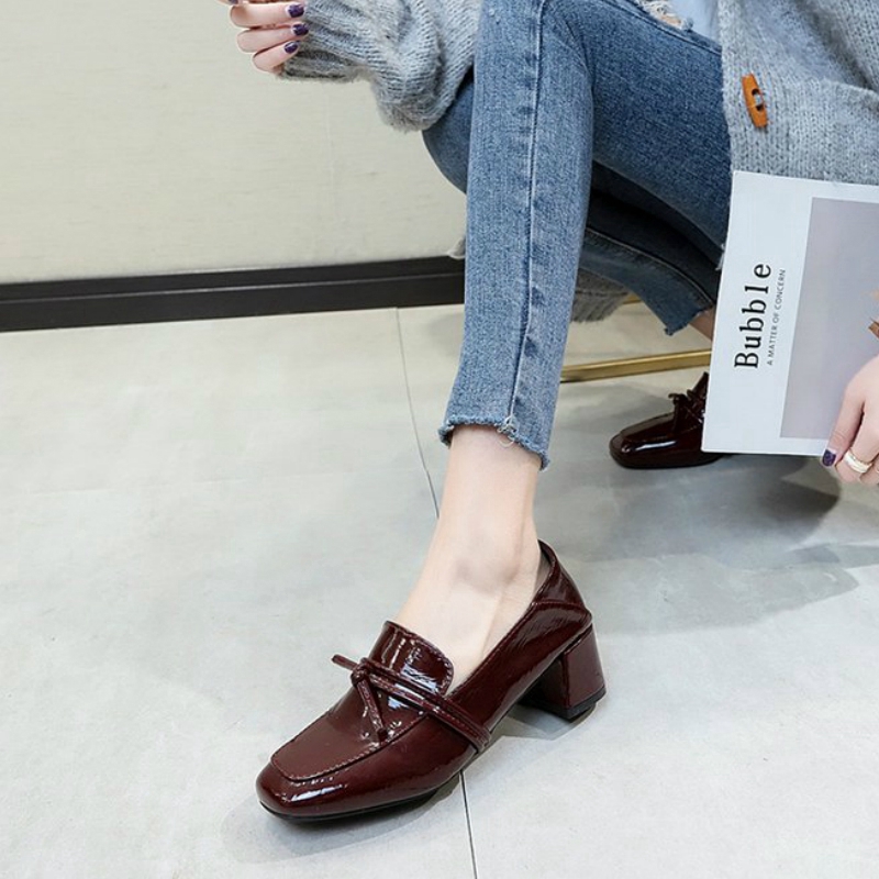 IELGY Giày cao gót làm bằng da phong cách thời trang nữ