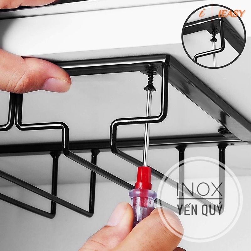 Giá Treo Ly Rượu Vang Gắn Tủ Bếp Tiện Lợi màu đen và màu vàng