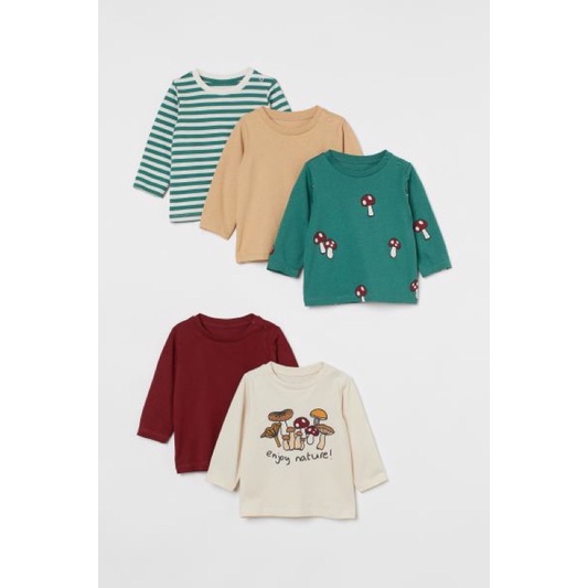 Set 5 áo dài tay cotton mềm mịn cho bé săn sale