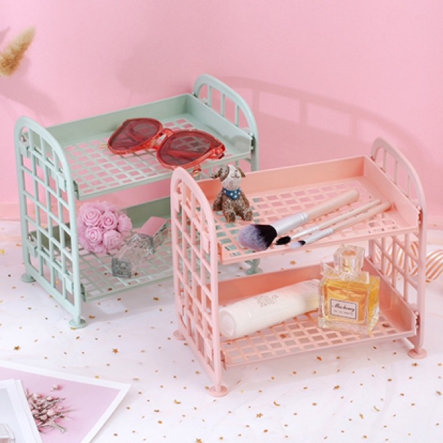 Kệ nhựa mini để bàn học 2 tầng đựng đồ dùng planner siêu tiện lợi tiết kiệm không gian