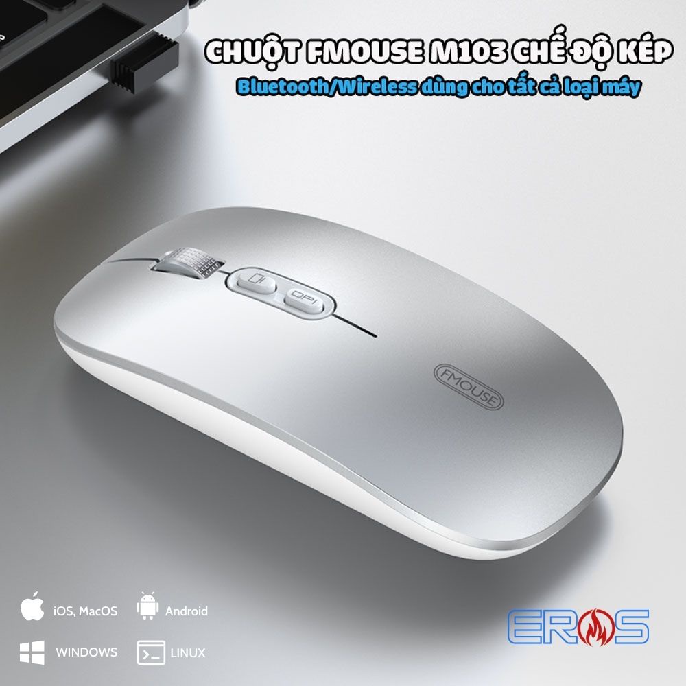 CHUỘT KHÔNG DÂY M103 BLUETOOTH/WIRELESS CHẾ ĐỘ KÉP - CHỐNG ỒN - SẠC PIN