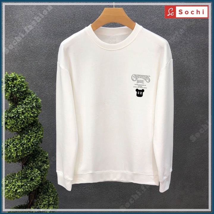 Áo nỉ nam Hàn Quốc, áo nam sweater cổ tròn dáng rộng mềm mịn in OX mã SW60.0