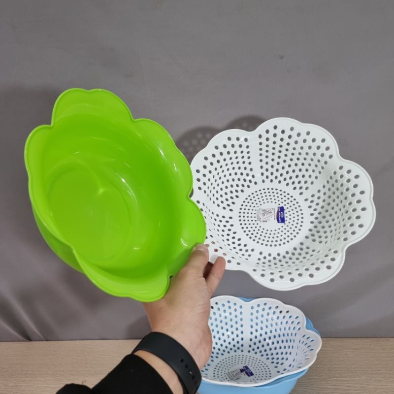 Rổ Nhựa Hoa Mai 24x9cm Không Phai Màu, Ráo Nước Nhanh Chóng