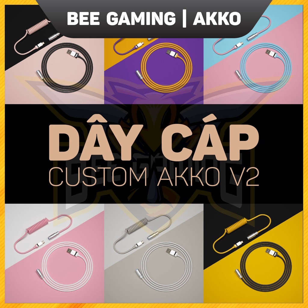 Dây cáp custom AKKO v2 (Prunus / Tokyo / Macaw / Los Angeles / 9009 / Black Pink / Black Gold) | BigBuy360 - bigbuy360.vn