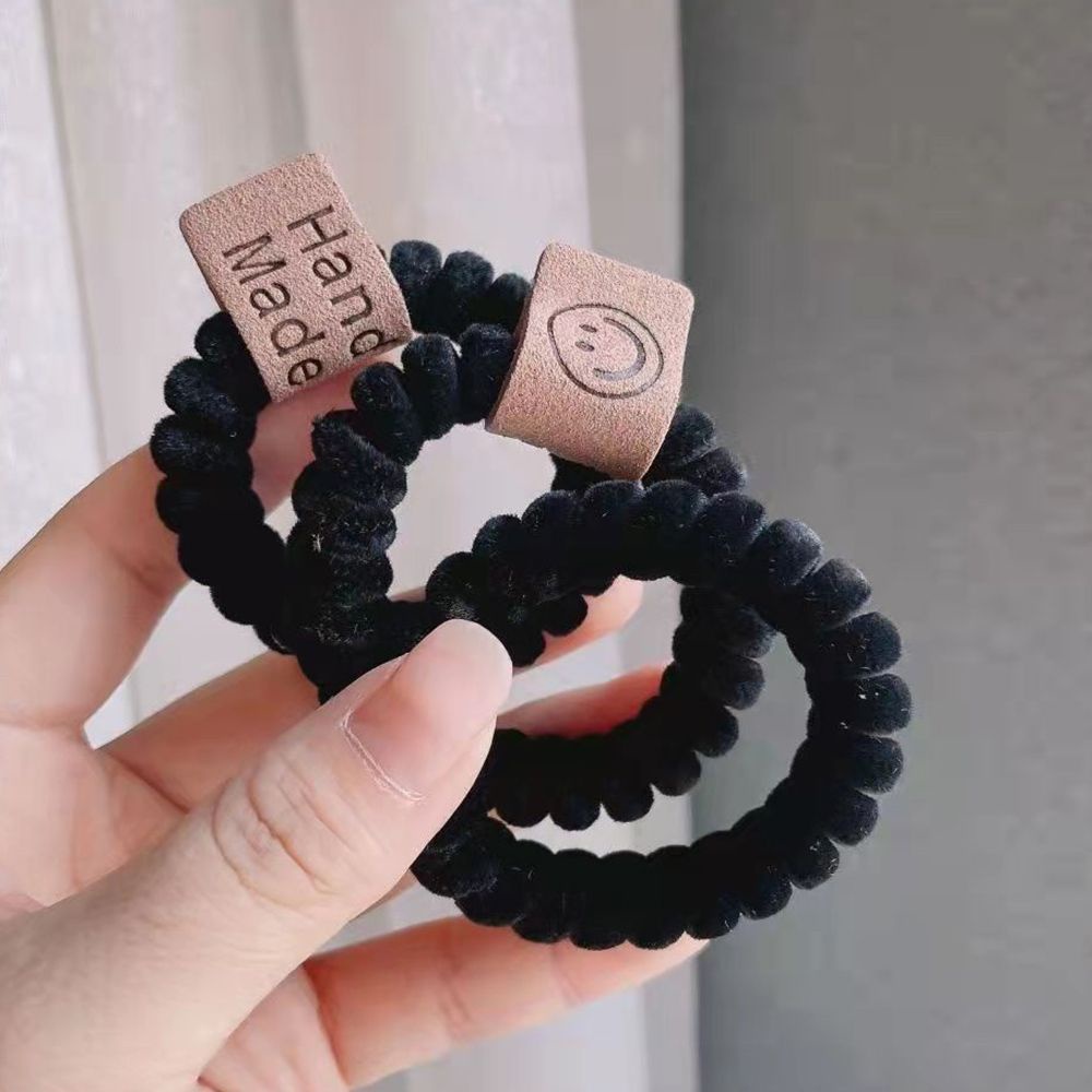 Dây cột tóc silicon vải lông màu trơn retro kiểu dây điện thoại đơn giản khí chất thu đông phong cách Hàn Quốc cho nữ