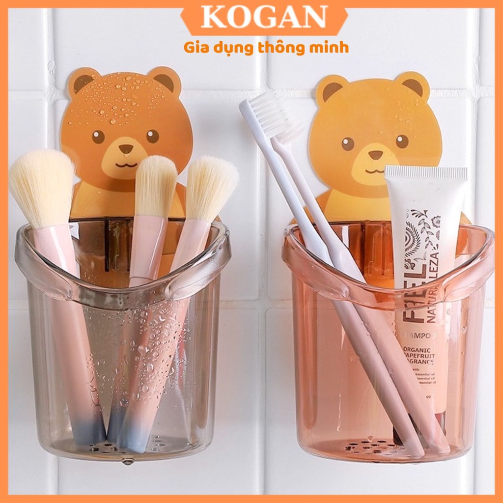 Ly Gấu Dán Tường Nhà Tắm - Cốc Gấu Đựng Bàn Chải Kem Đánh Răng Gắn Tường Cute 339