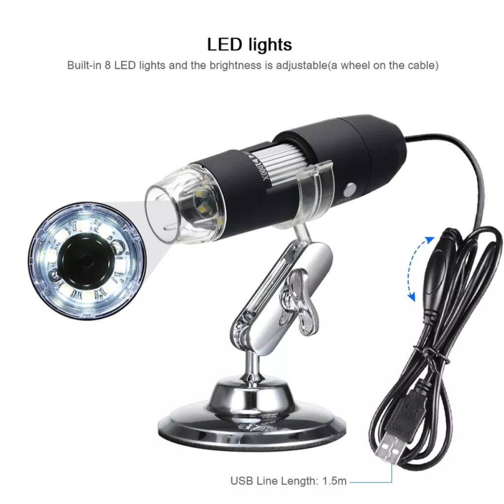 Kính hiển vi điện tử kết nối điện thoại và máy tính phóng đại 1600X Digital Microscope super zoom USB connect