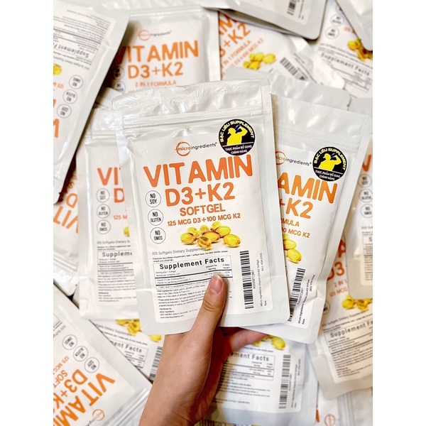 Vitamin D3 K2 Micro Ingredients D3K2 300 viên chính hãng tăng cường sức khoẻ xương khớp