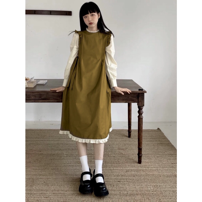 Đầm dáng suông bèo lai  phong cách Retro kiểu Pháp tiểu thư dễ thương -Thời Trang VADA (Đ47)