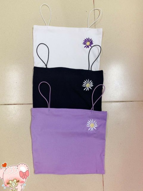 Áo 2 dây thêu hoa cúc một bên siêu đẹp lại rẻ