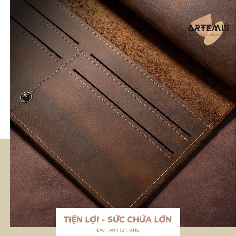 Ví dài cầm tay nam nữ ⚡FREESHIP⚡da bò thật 100% cổ điển cao cấp, lịch lãm, bền, đẹp. BH 12 th Tặng Vớ nam TW13