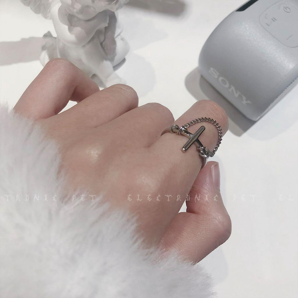 Nhẫn Cặp Phối Dây Xích Đan Chéo Thời Trang 19015