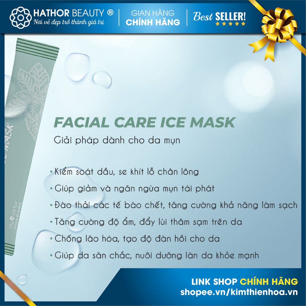 Mặt Nạ Cấp Ẩm Dưỡng Ẩm Sáng Da Bật Tone Chăm Sóc Da Mụn - FACIAL CARE ICE MASK (20 gói) | Hathor Beauty (Kim Thiên Hoa)