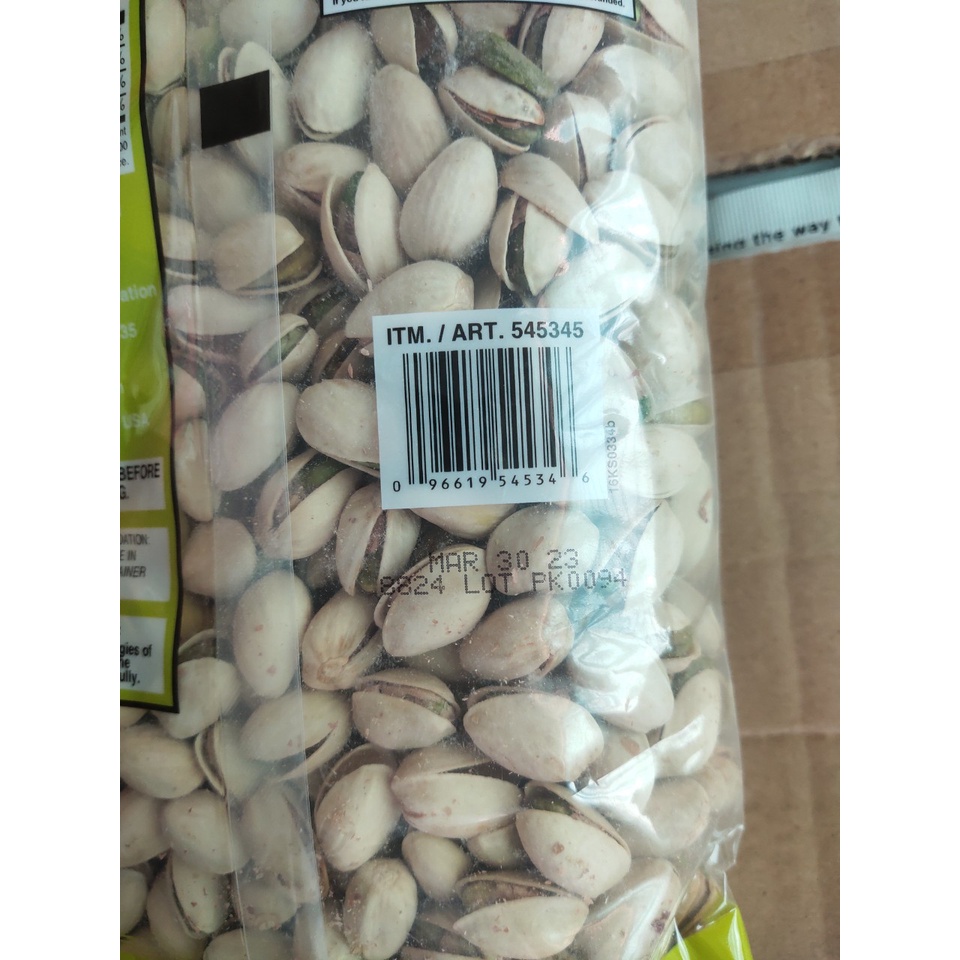 HẠT DẺ CƯỜI MỸ KIRKLAND PISTACHIOS 1,36KG DATE 2023, MỚI, GIÒN,NGON