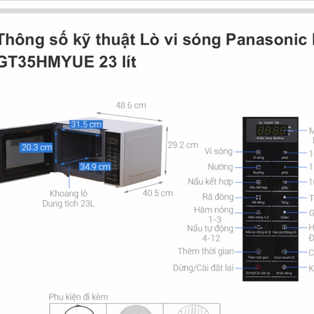 Lò Vi sóng Panasonic có nướng 23 lít hàng cty Bảo Hành chính Hãng mới 100%