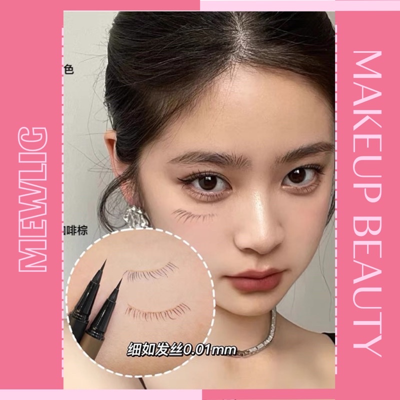 Bút vẽ mi dưới, bút kẻ mắt Mewlig đầu kẻ bằng dạ nâu/ đen nét tự nhiên mực mềm mại bền màu chống nước