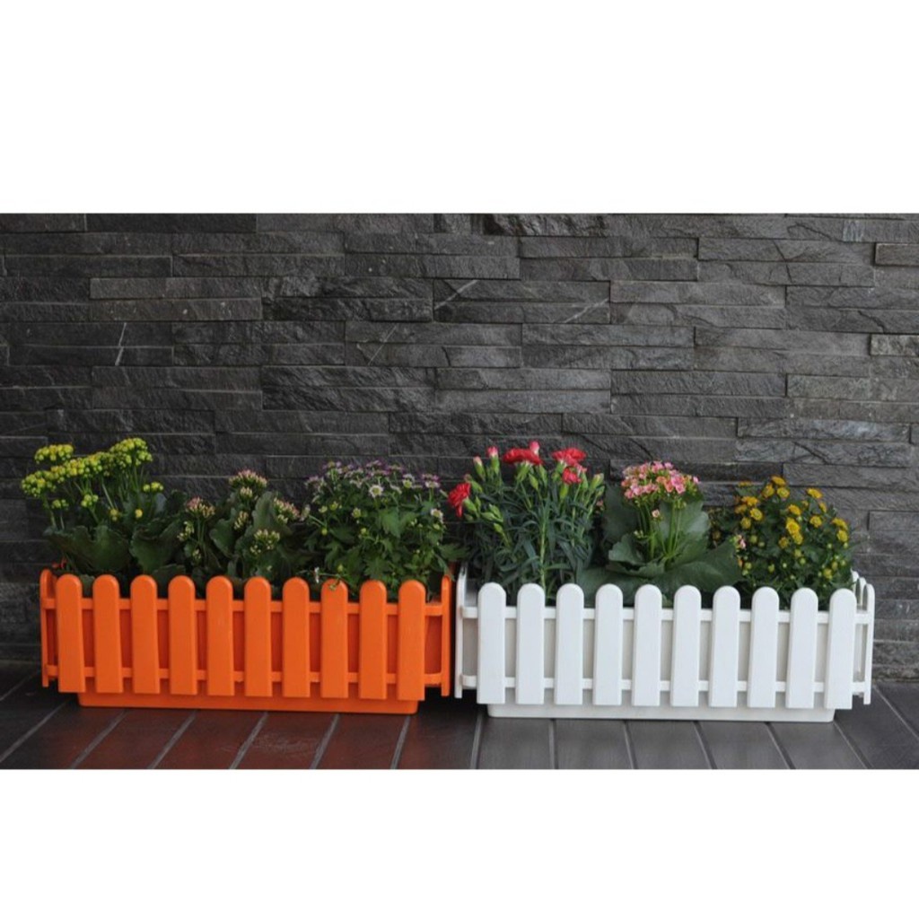 Chậu Nhựa Hàng Rào, Chậu Nhựa Composite Trồng Hoa Size To - 45x20x15cm - Hàng Loại 1 Dày, Bóng Đẹp Nhựa Đức Minh