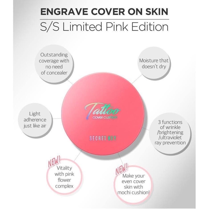 Phấn Nước Kiềm Dầu, Che Khuyết Điểm Hoàn Hảo Secret Key Tattoo Cover Cushion SPF50+/PA+++ | BigBuy360 - bigbuy360.vn