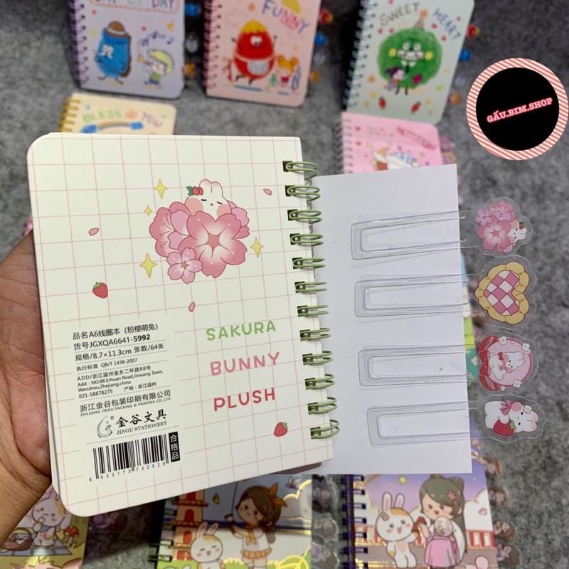 Sổ lò xo A6(8.7x11.3cm) - 128 trang, có kèm tag nhớ trang