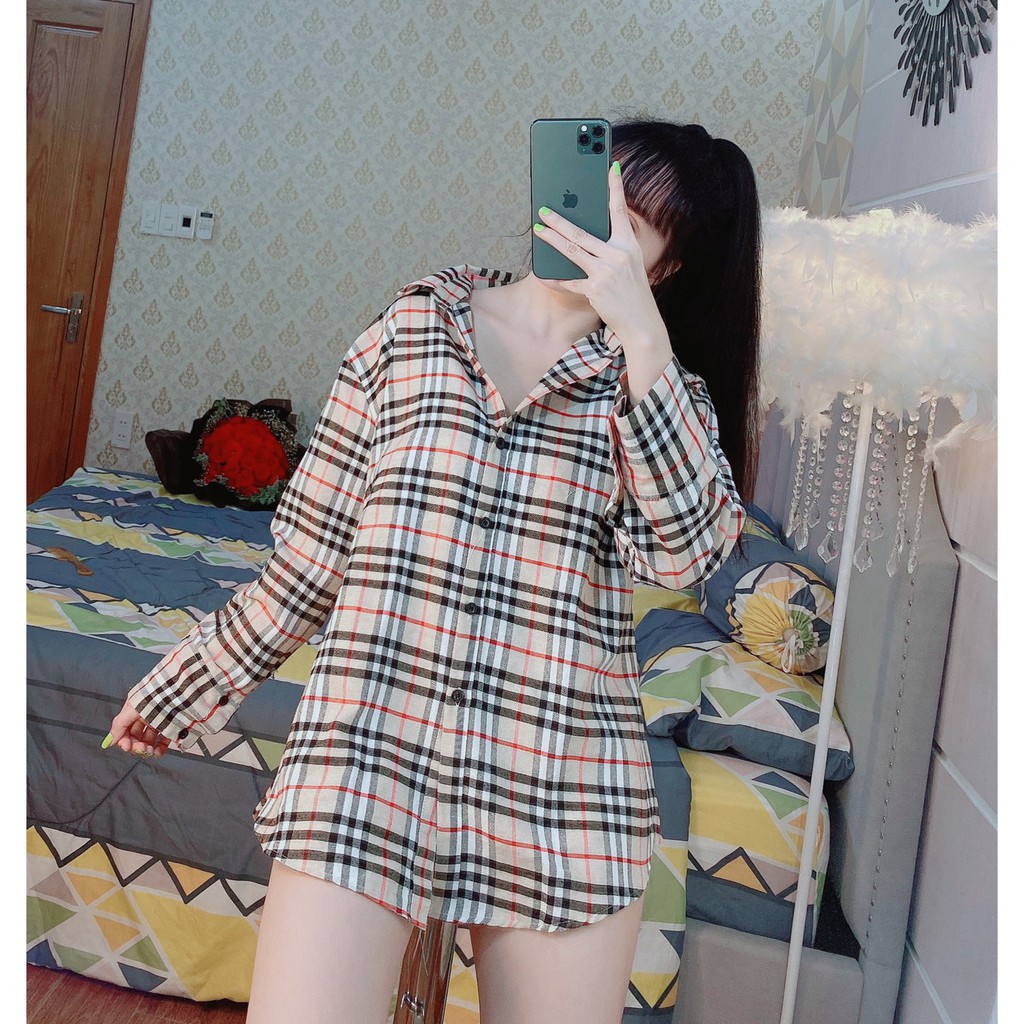 Áo sơ mi nữ, áo form rộng áo dấu quần khoác ngoài sang chảnh - 25 store