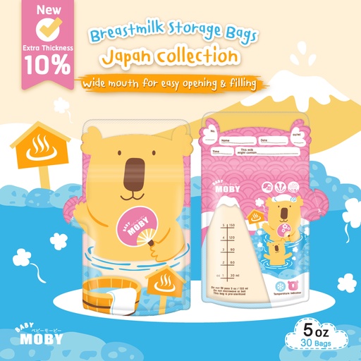 Túi trữ sữa tiện lợi cảm biến nhiệt độ Moby Baby Thái Lan Japan Collection