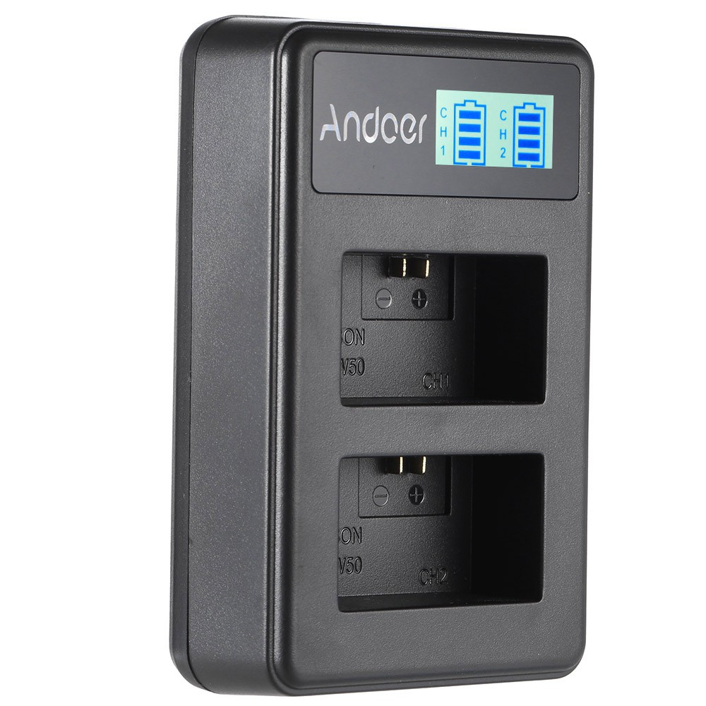 Ĩ Andoer NP-FW50 Rechargeable LED Display Li-ion Battery Charger Pack 2-Slot USB Cable Kit for SONY Alpha A7 A7R A7S A50