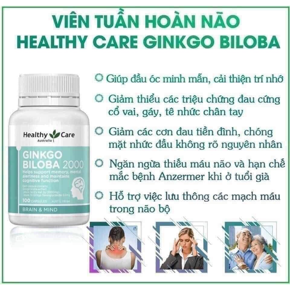 Bổ não  Healthy Care Ginkgo Biloba 2000mg - 100 viên