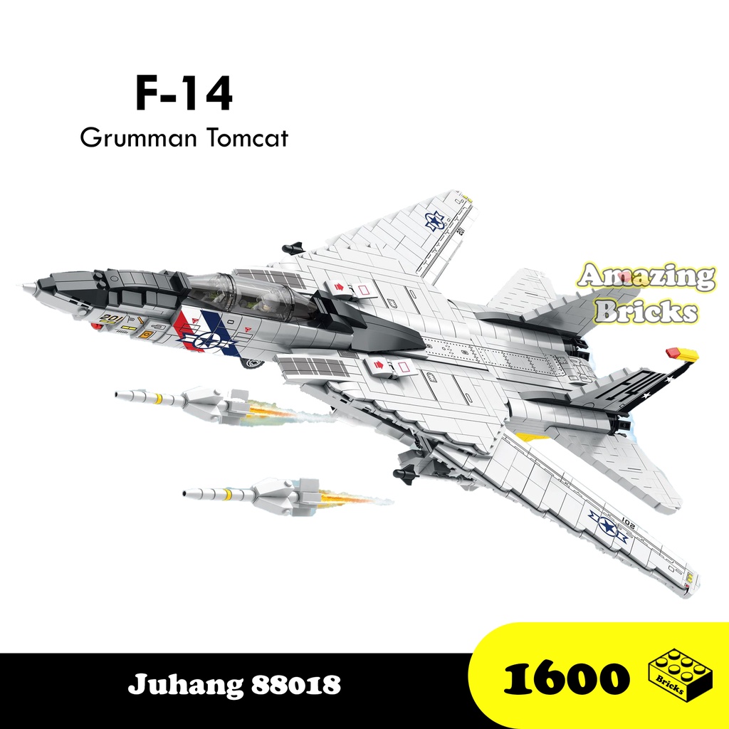 Đồ chơi Lắp Ráp Máy Bay Tiêm Kích F14 Mỹ, Juhang 88018 Grumman Tomcat, Xếp hình thông minh [1600 Mảnh]